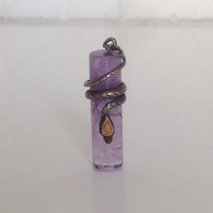 Vintage Amethyst Snake Crystal Pendant Necklace